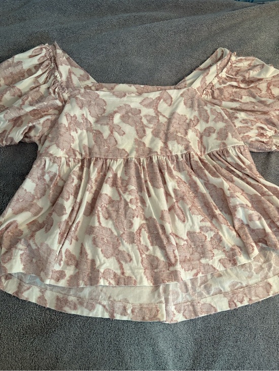 Anthropologie Tops - Maeve By Anthropologie Batia Textured Babydoll Peasant Top Puff Sleeves M Print